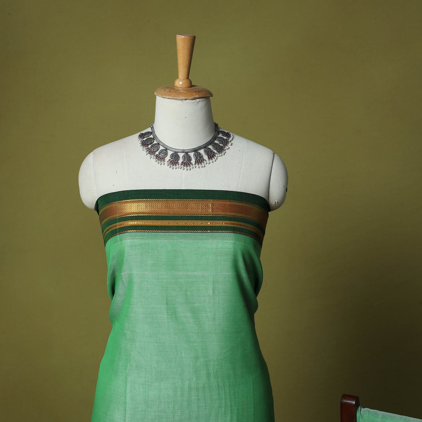 Dharwad Cotton 3pc Unstitched Dress Material Suit Set with Woven Zari Border 92