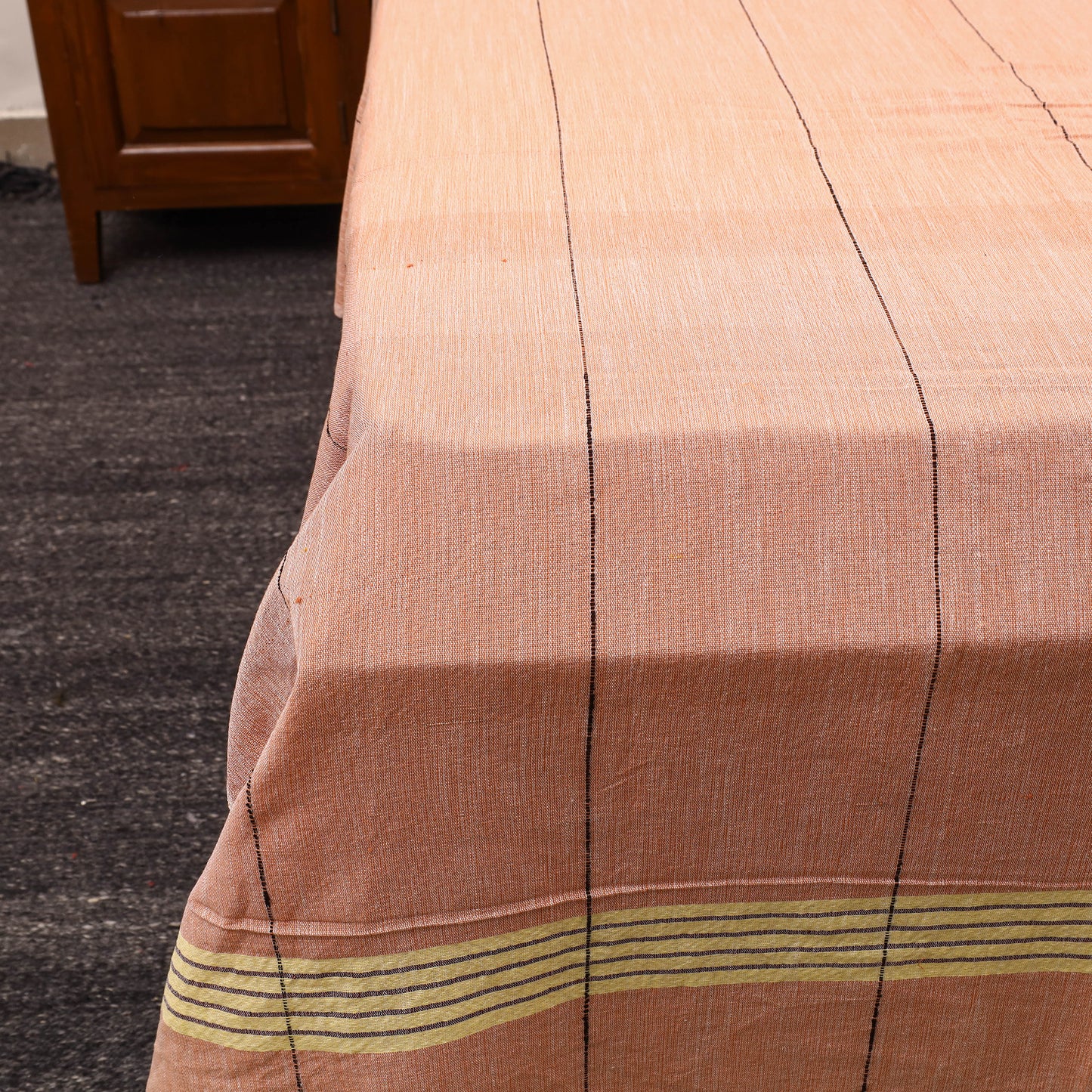 Peach - Plain Cotton Double Handloom Bed Cover (98 x 90 in) 51