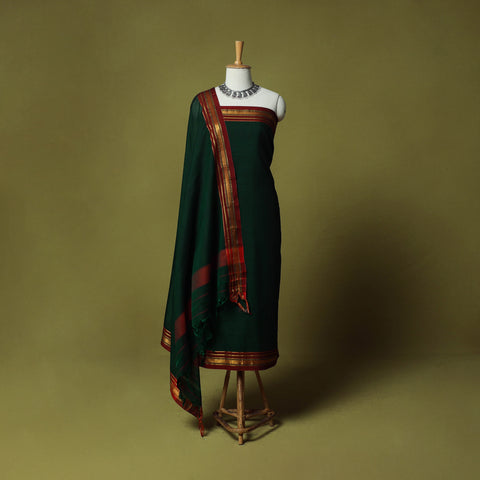 Dharwad Cotton 3pc Unstitched Dress Material Suit Set with Woven Zari Border 94