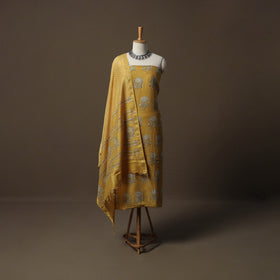 Akola Hand Block Print Chanderi Silk 2pc Unstitched Dress Material Kurta Set 21