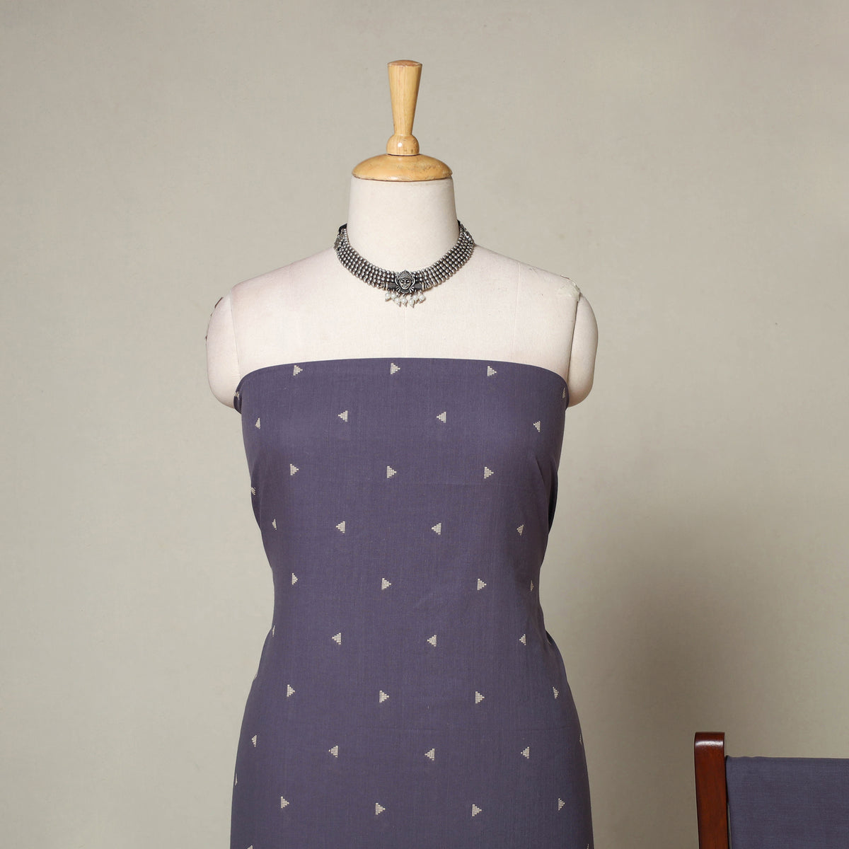 Purple - 3pc Cotton Unstitched Jacquard Dress Material 17
