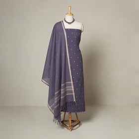 Purple - 3pc Cotton Unstitched Jacquard Dress Material 17