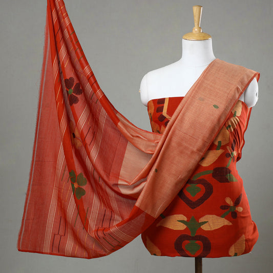 3pc Phulia Jamdani Weave Handloom Cotton Suit Material Set
