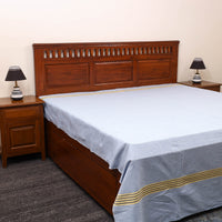 Blue - Plain Cotton Double Handloom Bed Cover (98 x 90 in) 55