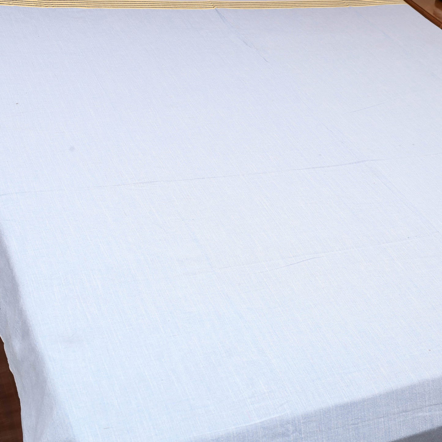 Blue - Plain Cotton Double Handloom Bed Cover (98 x 90 in) 55