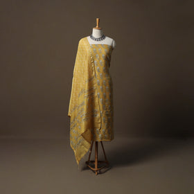 Akola Hand Block Print Chanderi Silk 2pc Unstitched Dress Material Kurta Set 23