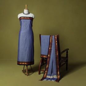 Dharwad Cotton 3pc Unstitched Dress Material Suit Set with Woven Zari Border 100