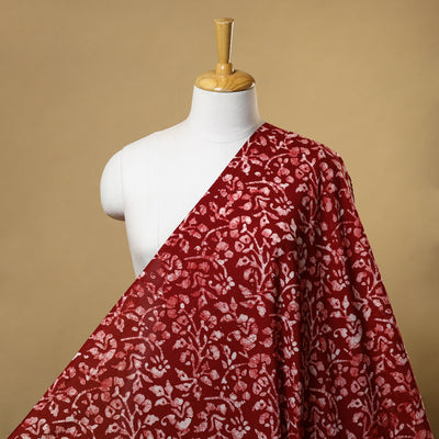 Maroon Cotton Hand Batik Print Fabric