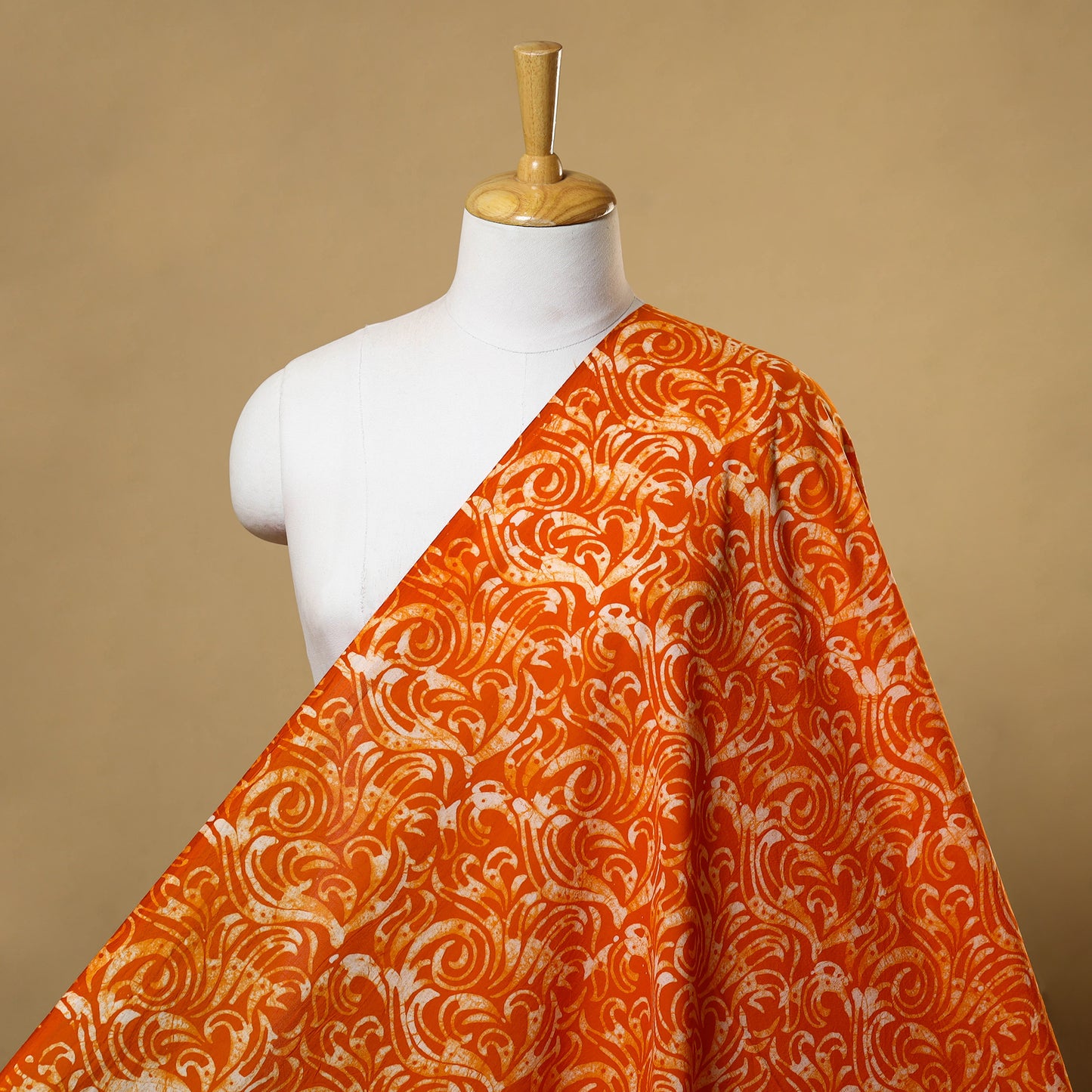 Orange Cotton Hand Batik Print Fabric