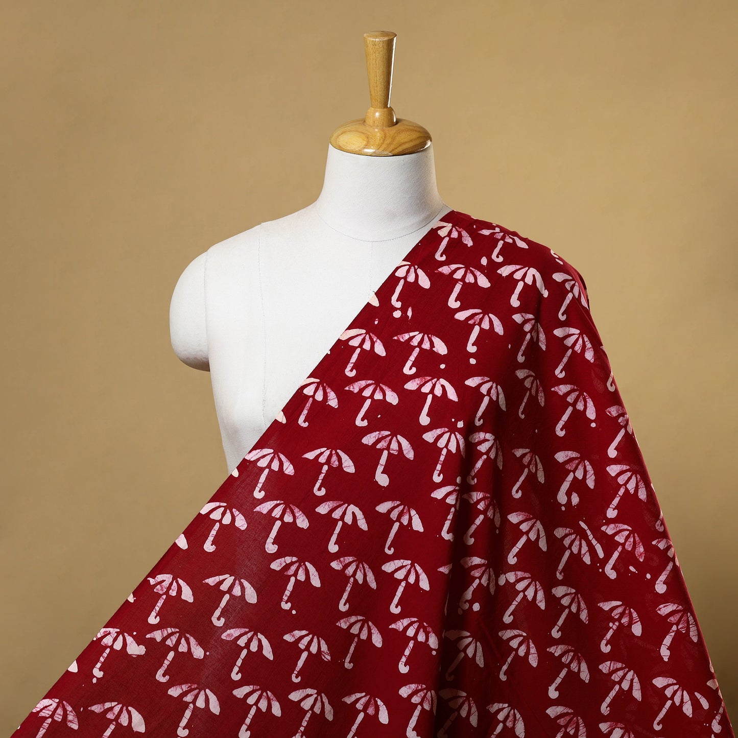 Red Cotton Hand Batik Print Fabric