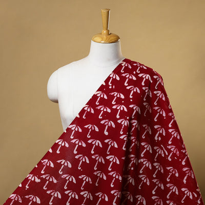 Red Cotton Hand Batik Print Fabric