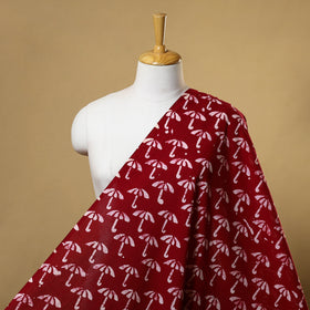 Red Cotton Hand Batik Print Fabric