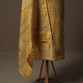 Akola Hand Block Print Chanderi Silk 2pc Unstitched Dress Material Kurta Set 26
