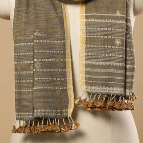 Green - handloom organic kala cotton kutch bhujodi stole 23