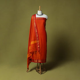 Dharwad Cotton 3pc Unstitched Dress Material Suit Set with Woven Zari Border 102