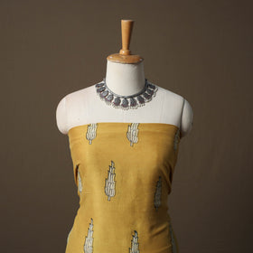 Akola Hand Block Print Chanderi Silk 2pc Unstitched Dress Material Kurta Set 27