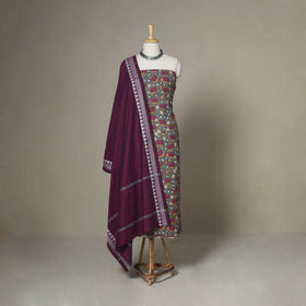 Grey - 2pc unstitched printed cotton kalamkari dress