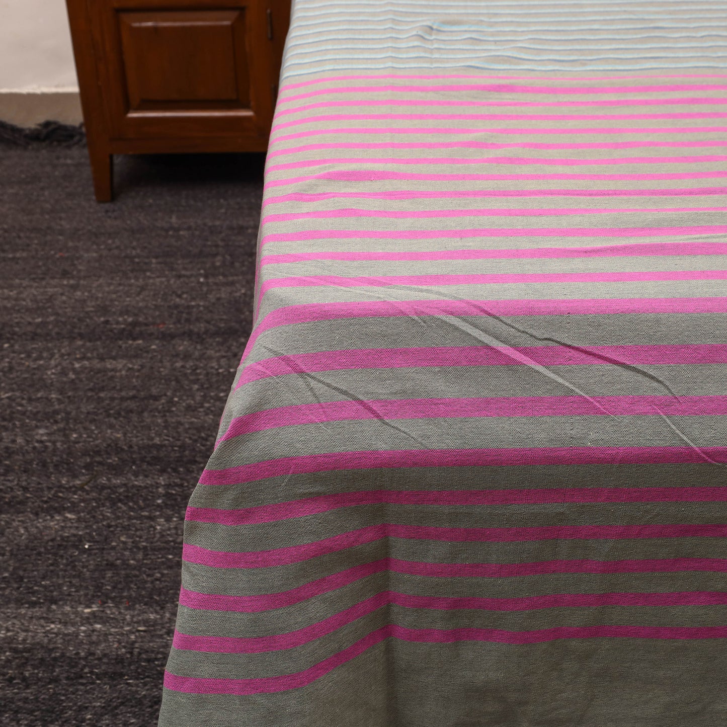 Multicolor - Plain Cotton Double Handloom Bed Cover (108 x 90 in) 101