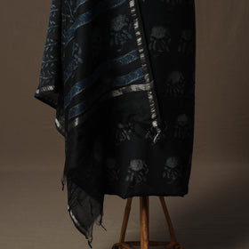 Akola Hand Block Print Chanderi Silk 2pc Unstitched Dress Material Kurta Set 29