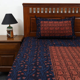 Blue - jahota with bagh patch cotton bedsheet set 03