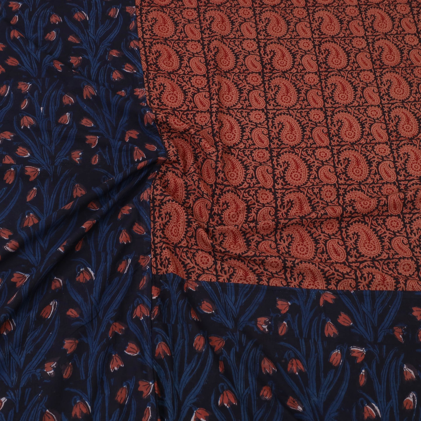 Blue - jahota with bagh patch cotton bedsheet set 03