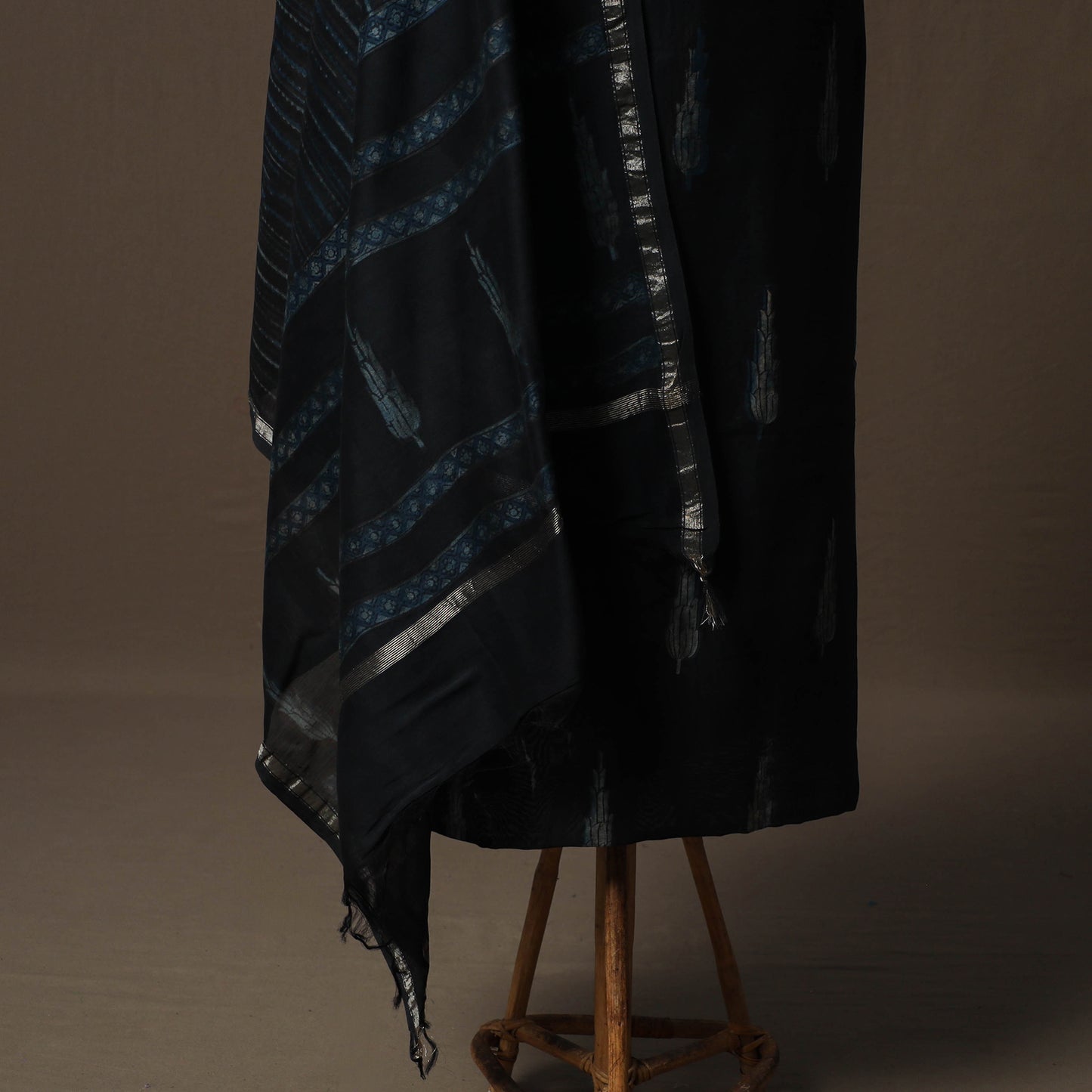Akola Hand Block Print Chanderi Silk 2pc Unstitched Dress Material Kurta Set 31