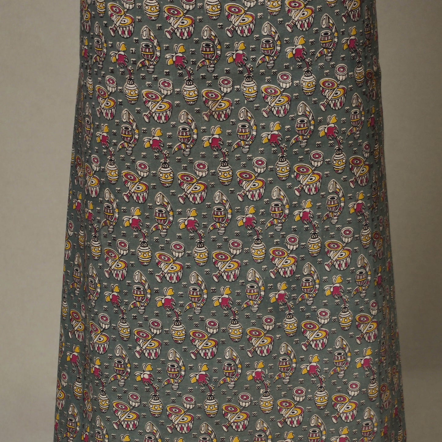 Grey - 2pc unstitched printed cotton kalamkari dress
