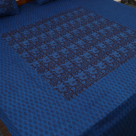 Blue Bagh Print Patchwork Cotton Bedsheet Set