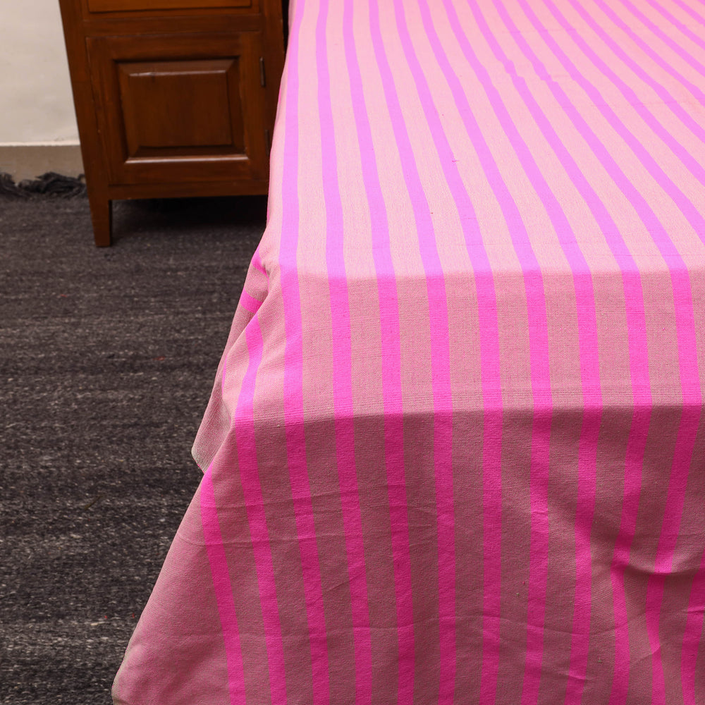 Pink - Plain Cotton Double Handloom Bed Cover (108 x 90 in) 104