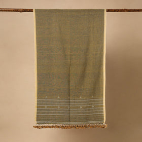 Green - handloom organic kala cotton kutch bhujodi stole 23