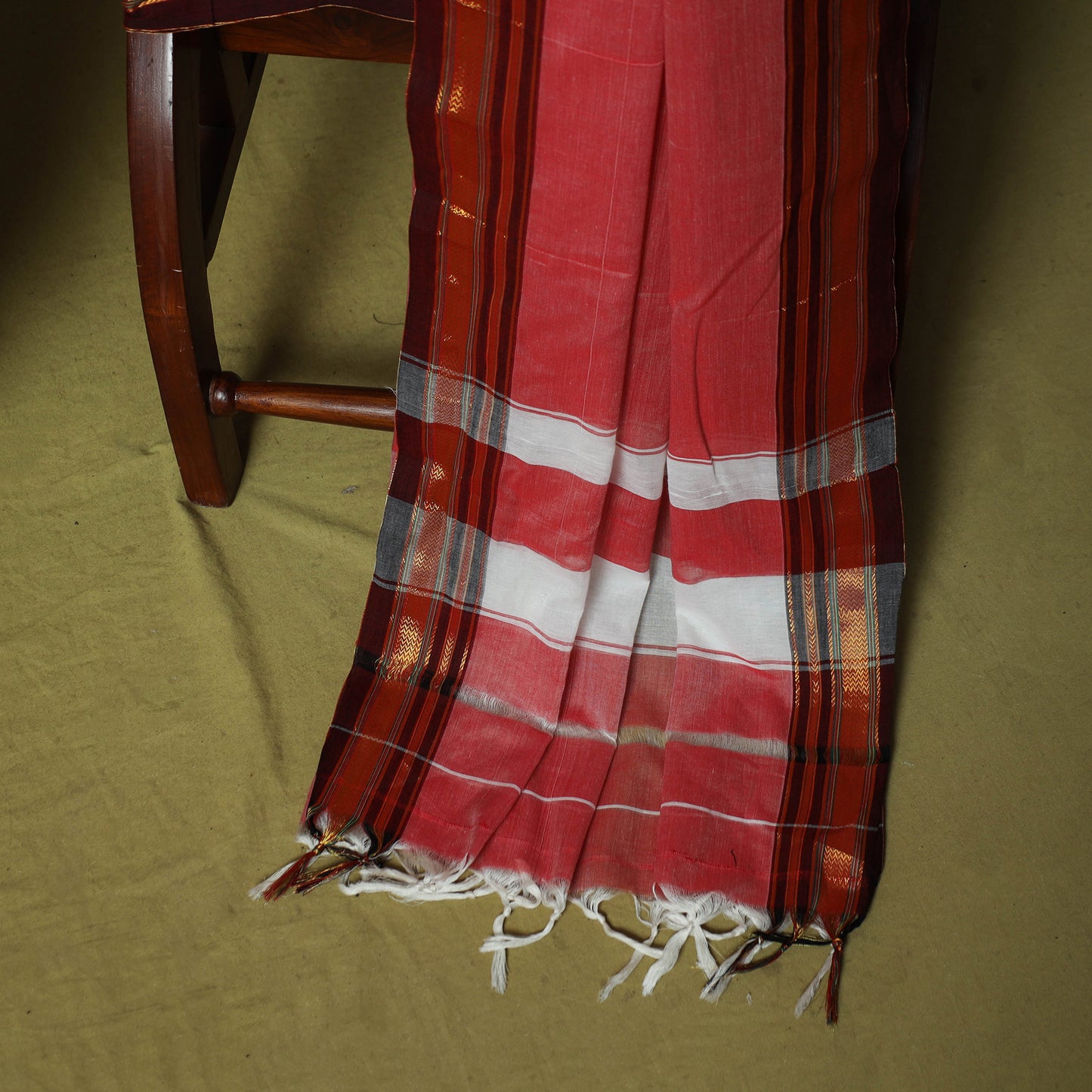 Dharwad Cotton 3pc Unstitched Dress Material Suit Set with Woven Zari Border 104