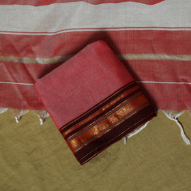 Dharwad Cotton 3pc Unstitched Dress Material Suit Set with Woven Zari Border 104