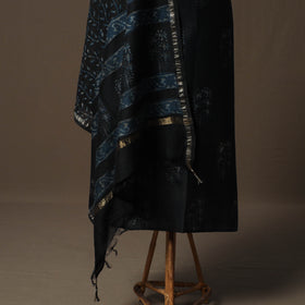 Akola Hand Block Print Chanderi Silk 2pc Unstitched Dress Material Kurta Set 34