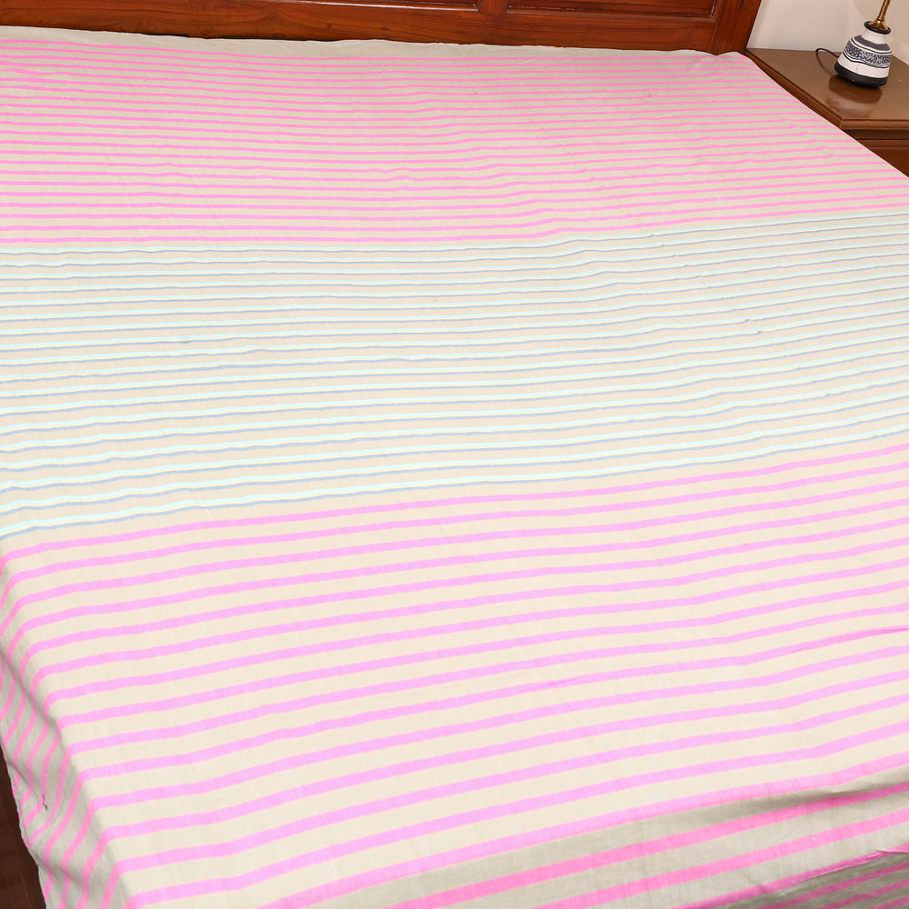 Multicolor - Plain Cotton Double Handloom Bed Cover (108 x 90 in) 106