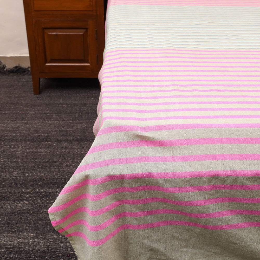 Multicolor - Plain Cotton Double Handloom Bed Cover (108 x 90 in) 106