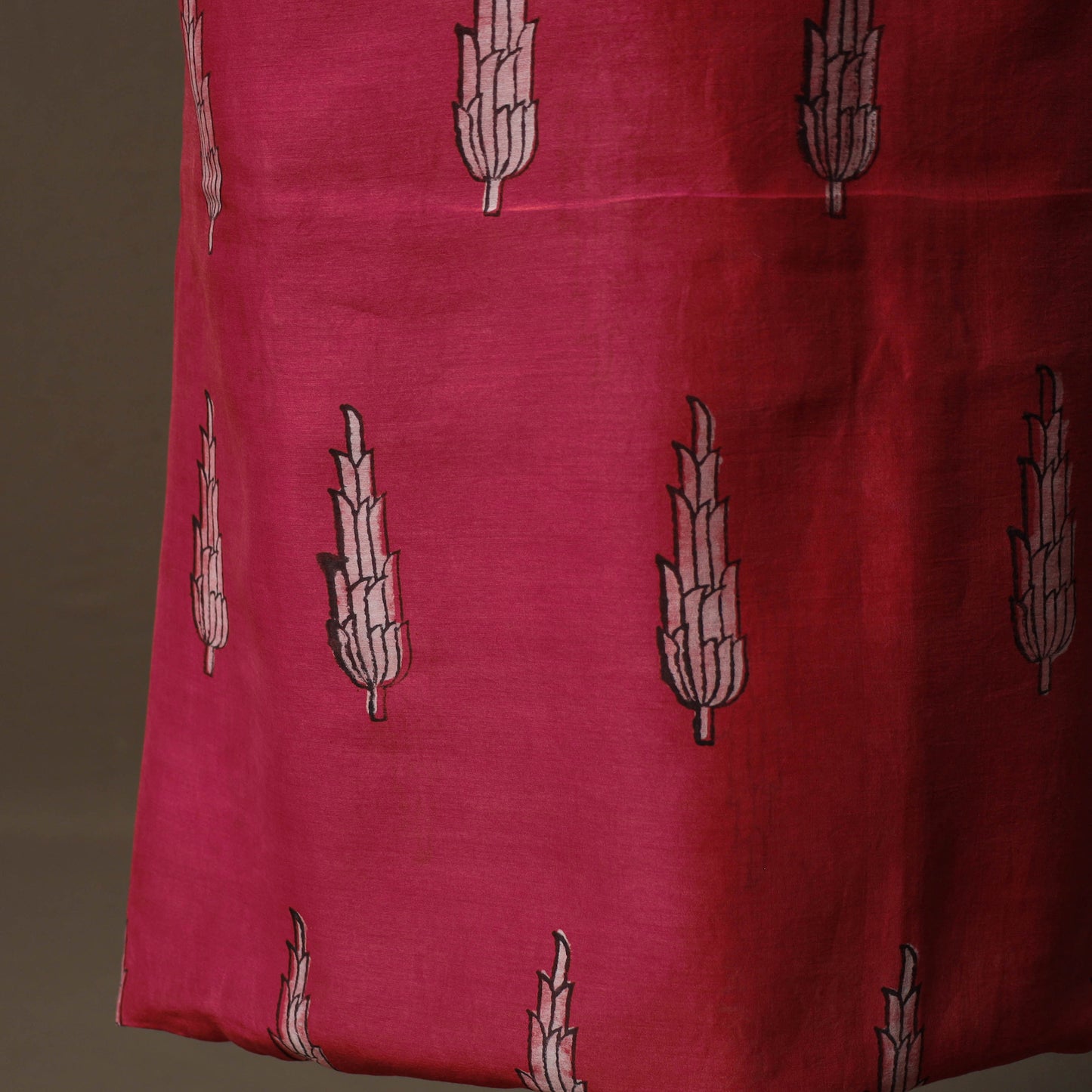 Akola Hand Block Print Chanderi Silk 2pc Unstitched Dress Material Kurta Set 35