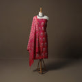 Akola Hand Block Print Chanderi Silk 2pc Unstitched Dress Material Kurta Set 36