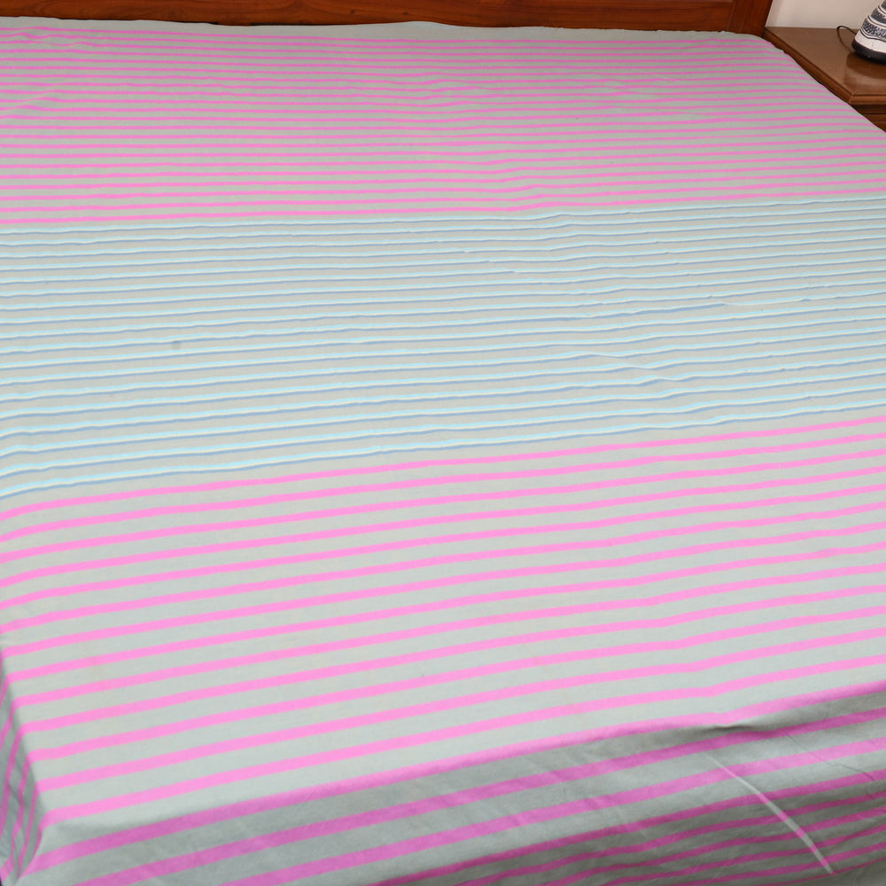 Multicolor - Plain Cotton Double Handloom Bed Cover (108 x 90 in) 107