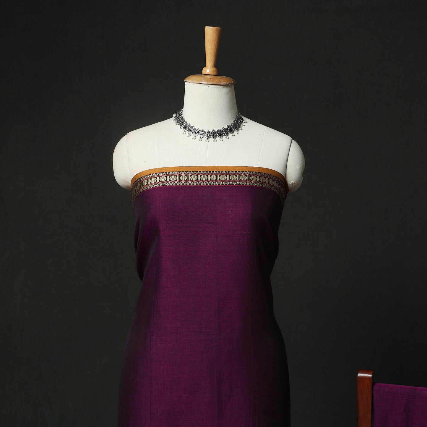 Purple - Dharwad Woven Cotton 3pc Unstitched Dress Material Suit Set 52