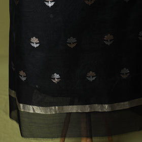 Black - Handloom Zari Buti Chanderi Silk 2pc Unstitched Dress Material Kurta Set 02