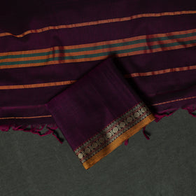 Purple - Dharwad Woven Cotton 3pc Unstitched Dress Material Suit Set 52