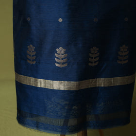 Blue - Handloom Zari Buti Chanderi Silk 2pc Unstitched Dress Material Kurta Set 03