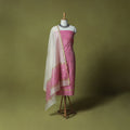 Pink - Handloom Zari Buti Chanderi Silk 2pc Unstitched Dress Material Kurta Set 05