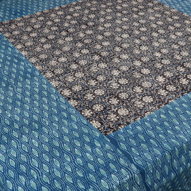 Blue Akola Print with Kalamkari Patch Cotton Bedsheet Set