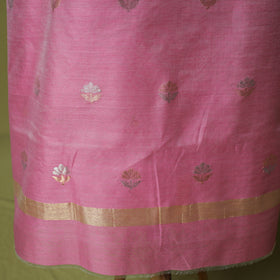 Pink - Handloom Zari Buti Chanderi Silk 2pc Unstitched Dress Material Kurta Set 05