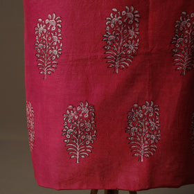 Akola Hand Block Print Chanderi Silk 2pc Unstitched Dress Material Kurta Set 41