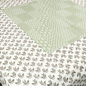 White Jaipur Print Patchwork Cotton Bedsheet Set 