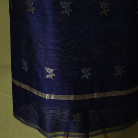 Blue - Handloom Zari Buti Chanderi Silk 2pc Unstitched Dress Material Kurta Set 06