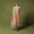 Peach - Handloom Zari Buti Chanderi Silk 2pc Unstitched Dress Material Kurta Set 07