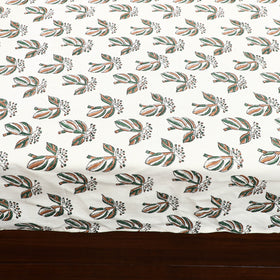 White Jaipur Print Patchwork Cotton Bedsheet Set 